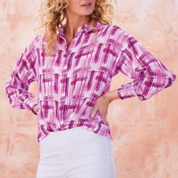 Soft Surroundings Tops - Soft Surroundings Porta Top Blouse Button Front L